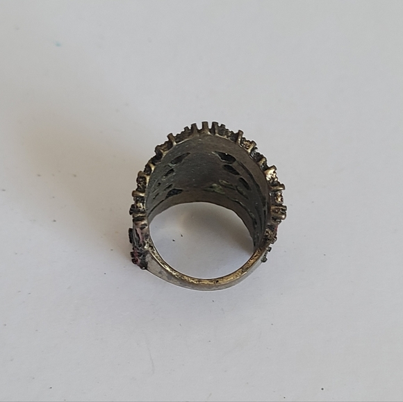 Vintage Ethnic Tribal Aztec Native Boho Geometric Costume Full Finger Ring - Picture 5 of 8